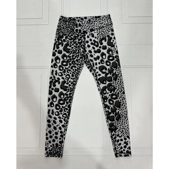 KAREN KANE Small Animal Print Leopard Leggings Black White Size Medium M - Picture 1 of 6